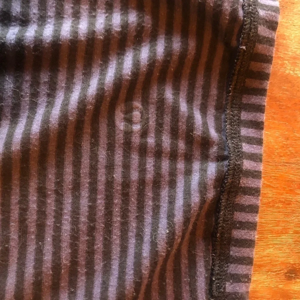 Lululemon Athletica Purple Black Striped T-Shirt Athletic Top